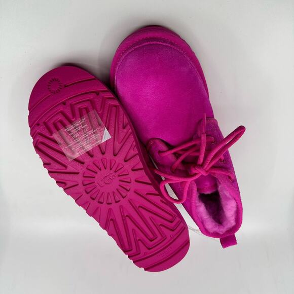 UGG Neumel Womens Classic Chukka Suede Snow Ankle Boots SZ 6 Rose Pink Sheepskin - Picture 6 of 8